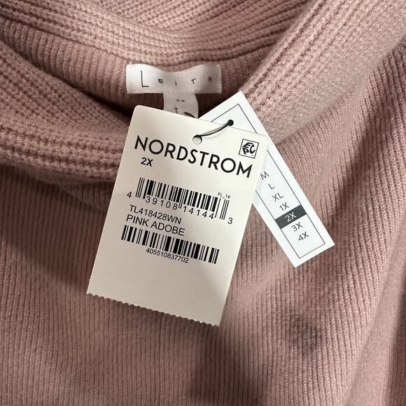 NWT Leith Pink ribbed off the shoulder sweater womens 2XL XXL Nordstrom - Picture 7 of 11